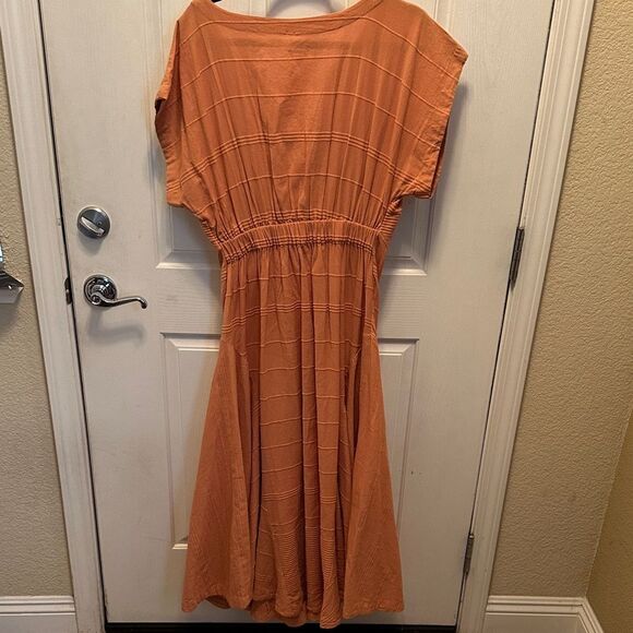 Free People 100% Cotton Terracotta Maxi Dress Size XS Boho Style Elastic Waist - Picture 4 of 7
